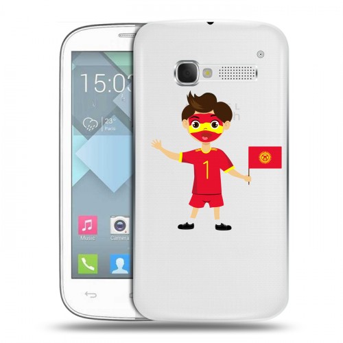 Полупрозрачный дизайнерский пластиковый чехол для Alcatel One Touch Pop C5 флаг Киргизии