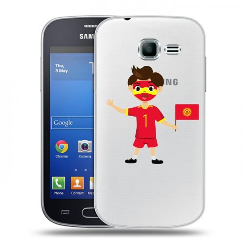 Полупрозрачный дизайнерский пластиковый чехол для Samsung Galaxy Trend Lite флаг Киргизии