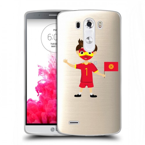 Полупрозрачный дизайнерский пластиковый чехол для LG G3 (Dual-LTE) флаг Киргизии