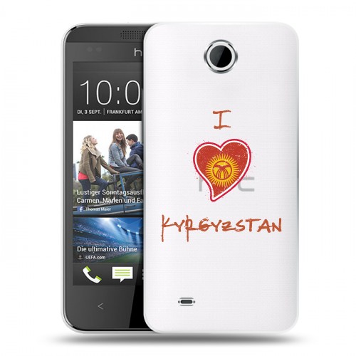 Полупрозрачный дизайнерский пластиковый чехол для HTC Desire 300 флаг Киргизии