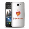Полупрозрачный дизайнерский пластиковый чехол для HTC Desire 516 флаг Киргизии