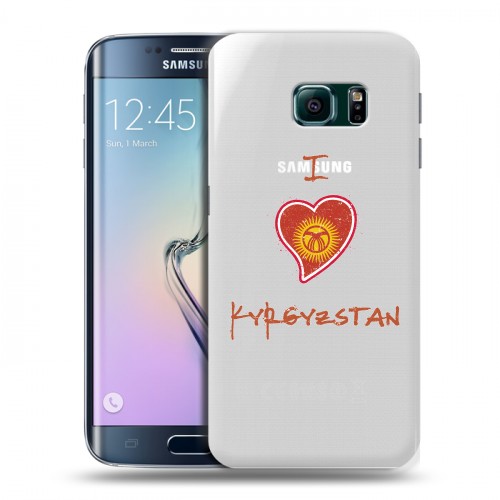 Полупрозрачный дизайнерский пластиковый чехол для Samsung Galaxy S6 Edge флаг Киргизии