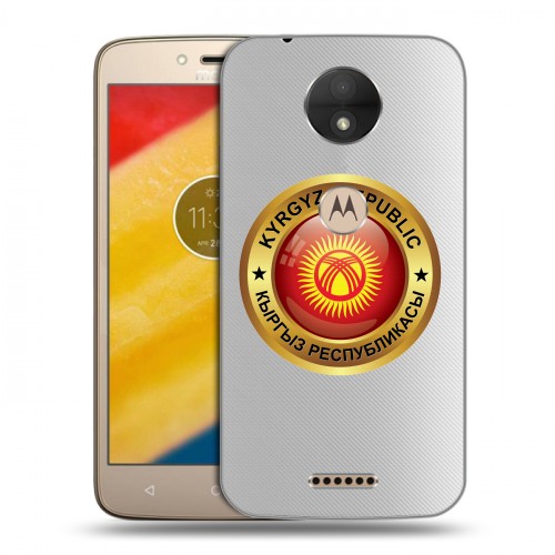 Полупрозрачный дизайнерский пластиковый чехол для Motorola Moto C флаг Киргизии