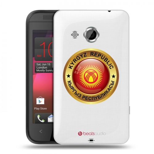 Полупрозрачный дизайнерский пластиковый чехол для HTC Desire 200 флаг Киргизии
