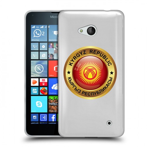 Полупрозрачный дизайнерский пластиковый чехол для Microsoft Lumia 640 флаг Киргизии