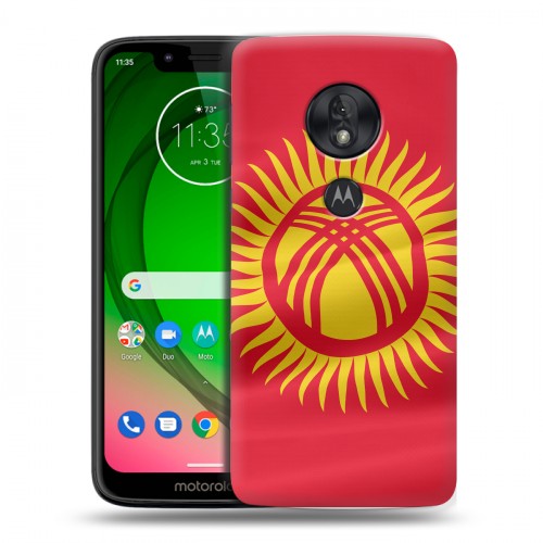 Дизайнерский пластиковый чехол для Motorola Moto G7 Play флаг Киргизии