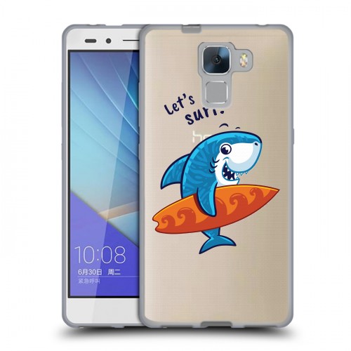 Полупрозрачный дизайнерский пластиковый чехол для Huawei Honor 7 Прозрачные акулы