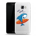 Полупрозрачный дизайнерский пластиковый чехол для Samsung Galaxy C5 Прозрачные акулы