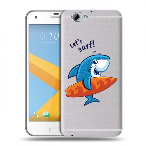 Полупрозрачный дизайнерский силиконовый чехол для HTC One A9S Прозрачные акулы