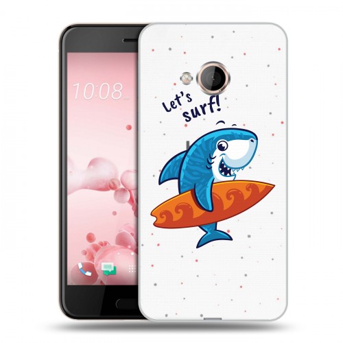 Полупрозрачный дизайнерский пластиковый чехол для HTC U Play Прозрачные акулы