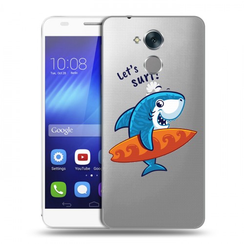 Полупрозрачный дизайнерский пластиковый чехол для Huawei Honor 6C Прозрачные акулы