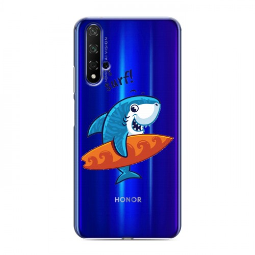 Полупрозрачный дизайнерский силиконовый чехол для Huawei Honor 20 Прозрачные акулы