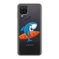 Полупрозрачный дизайнерский пластиковый чехол для Samsung Galaxy A12 Прозрачные акулы