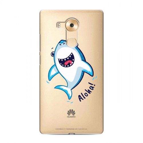Полупрозрачный дизайнерский силиконовый чехол для Huawei Mate 8 Прозрачные акулы