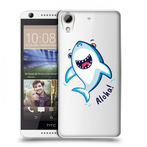 Полупрозрачный дизайнерский силиконовый чехол для HTC Desire 626 Прозрачные акулы