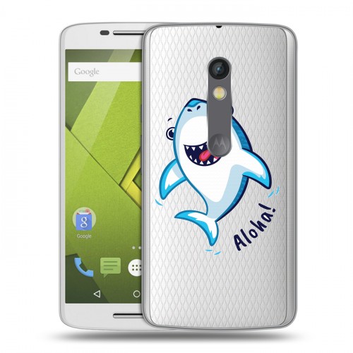 Полупрозрачный дизайнерский пластиковый чехол для Lenovo Moto X Play Прозрачные акулы