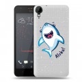 Полупрозрачный дизайнерский пластиковый чехол для HTC Desire 825 Прозрачные акулы