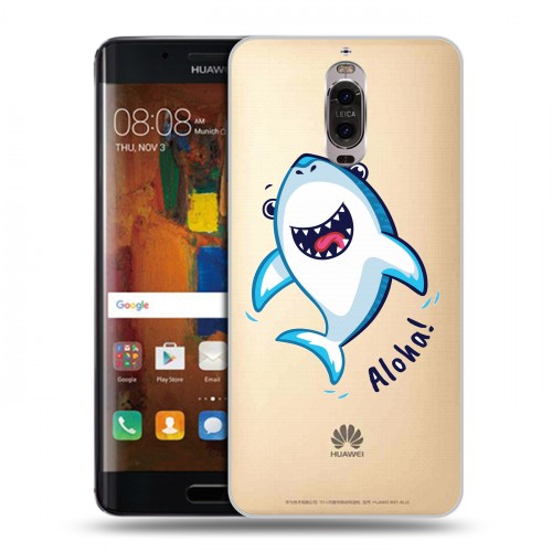 Полупрозрачный дизайнерский пластиковый чехол для Huawei Mate 9 Pro Прозрачные акулы