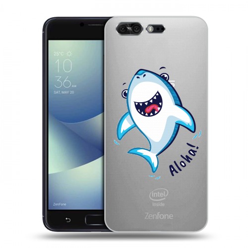 Полупрозрачный дизайнерский пластиковый чехол для ASUS ZenFone 4 Pro Прозрачные акулы