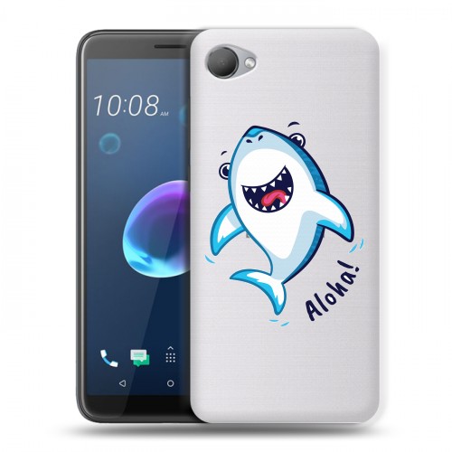 Полупрозрачный дизайнерский пластиковый чехол для HTC Desire 12 Прозрачные акулы