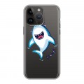 Полупрозрачный дизайнерский силиконовый чехол для Iphone 14 Pro Max Прозрачные акулы