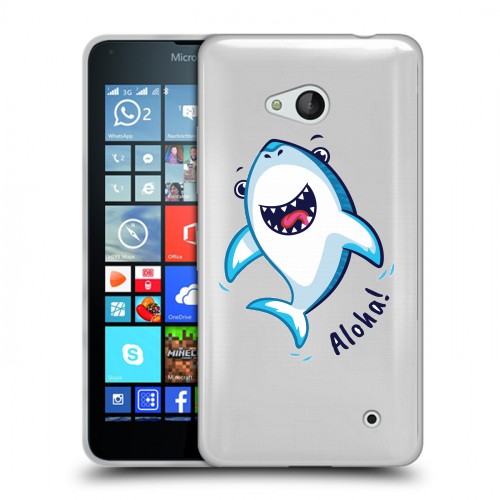 Полупрозрачный дизайнерский силиконовый чехол для Microsoft Lumia 640 Прозрачные акулы