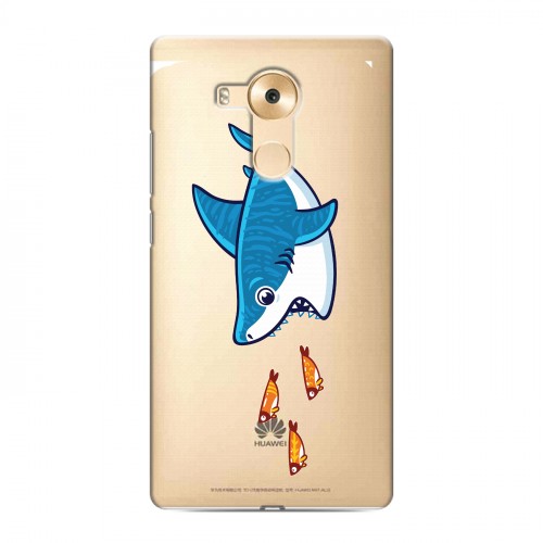 Полупрозрачный дизайнерский пластиковый чехол для Huawei Mate 8 Прозрачные акулы