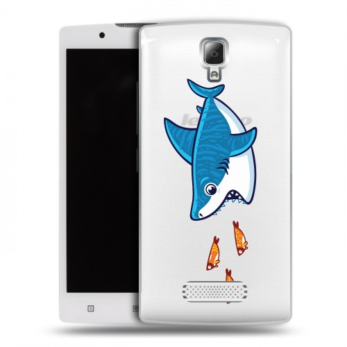 Полупрозрачный дизайнерский пластиковый чехол для Lenovo A2010 Прозрачные акулы