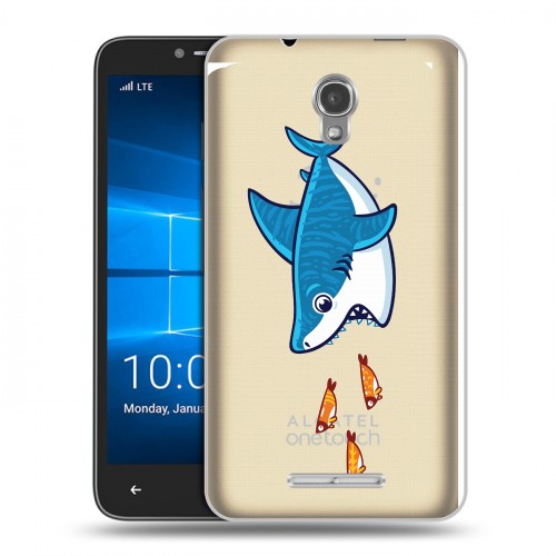 Полупрозрачный дизайнерский пластиковый чехол для Alcatel OneTouch Pixi First Прозрачные акулы