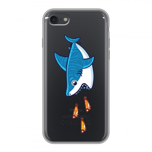 Полупрозрачный дизайнерский силиконовый чехол для Iphone 7 Прозрачные акулы