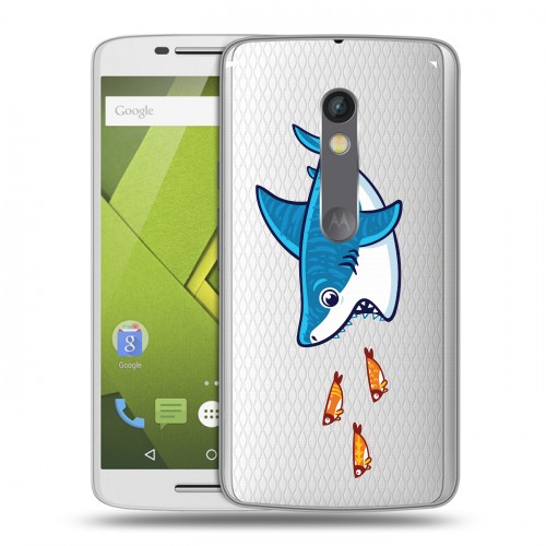 Полупрозрачный дизайнерский пластиковый чехол для Lenovo Moto X Play Прозрачные акулы