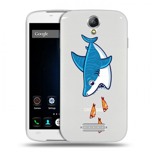 Полупрозрачный дизайнерский силиконовый чехол для Doogee X6 Прозрачные акулы
