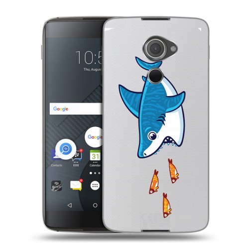 Полупрозрачный дизайнерский пластиковый чехол для Blackberry DTEK60 Прозрачные акулы