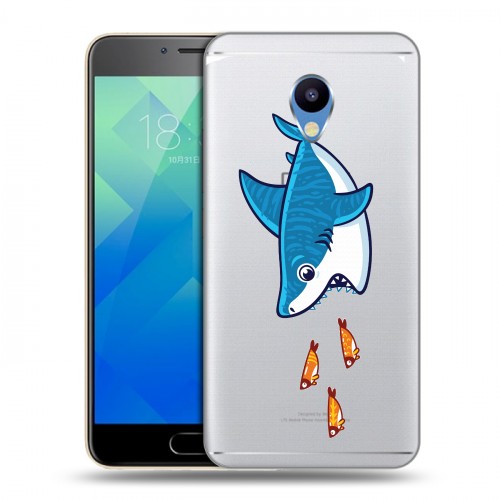 Полупрозрачный дизайнерский пластиковый чехол для Meizu M5 Прозрачные акулы