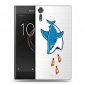 Полупрозрачный дизайнерский пластиковый чехол для Sony Xperia XZs Прозрачные акулы