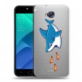 Полупрозрачный дизайнерский пластиковый чехол для ASUS ZenFone 4 Selfie Прозрачные акулы