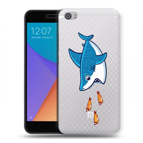 Полупрозрачный дизайнерский пластиковый чехол для Xiaomi RedMi Note 5A Прозрачные акулы
