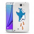 Полупрозрачный дизайнерский пластиковый чехол для Samsung Galaxy Note 2 Прозрачные акулы