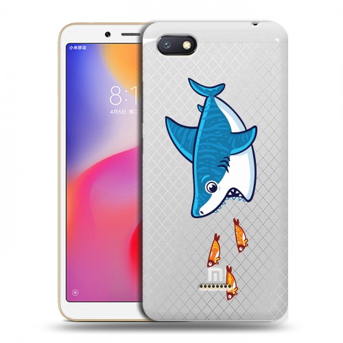 Полупрозрачный дизайнерский силиконовый с усиленными углами чехол для Xiaomi RedMi 6A Прозрачные акулы
