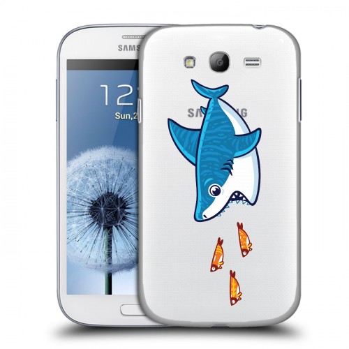 Полупрозрачный дизайнерский пластиковый чехол для Samsung Galaxy Grand Прозрачные акулы