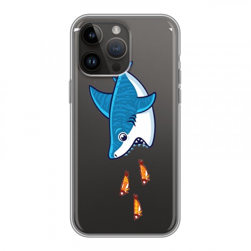 Полупрозрачный дизайнерский пластиковый чехол для Iphone 14 Pro Max Прозрачные акулы