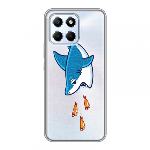 Полупрозрачный дизайнерский силиконовый чехол для Huawei Honor X6 Прозрачные акулы