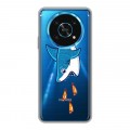 Полупрозрачный дизайнерский силиконовый с усиленными углами чехол для Huawei Honor Magic 4 Lite 5G Прозрачные акулы