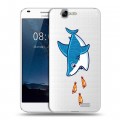 Полупрозрачный дизайнерский пластиковый чехол для Huawei Ascend G7 Прозрачные акулы