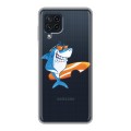 Полупрозрачный дизайнерский пластиковый чехол для Samsung Galaxy A22 Прозрачные акулы