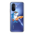 Полупрозрачный дизайнерский пластиковый чехол для Huawei Nova Y70 Прозрачные акулы