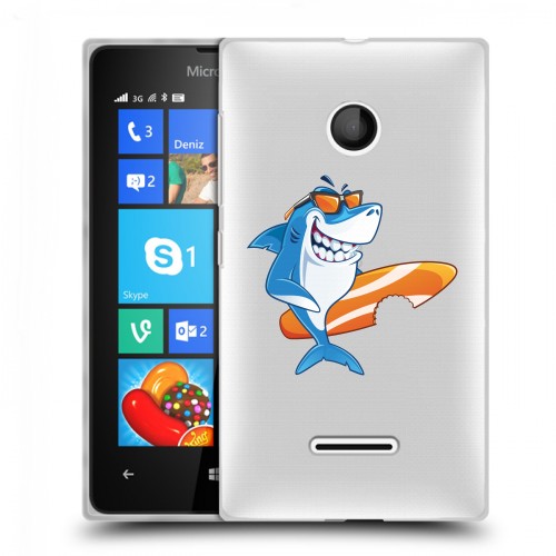 Полупрозрачный дизайнерский пластиковый чехол для Microsoft Lumia 435 Прозрачные акулы