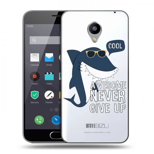 Полупрозрачный дизайнерский пластиковый чехол для Meizu M2 Note Прозрачные акулы