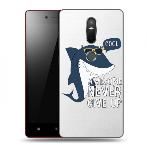 Полупрозрачный дизайнерский пластиковый чехол для Lenovo Phab 2 Plus Прозрачные акулы