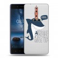 Полупрозрачный дизайнерский пластиковый чехол для Nokia 8 Прозрачные акулы